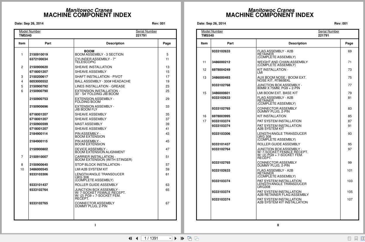 Grove Crane TMS540 221791 Parts Manual 2014 (1)