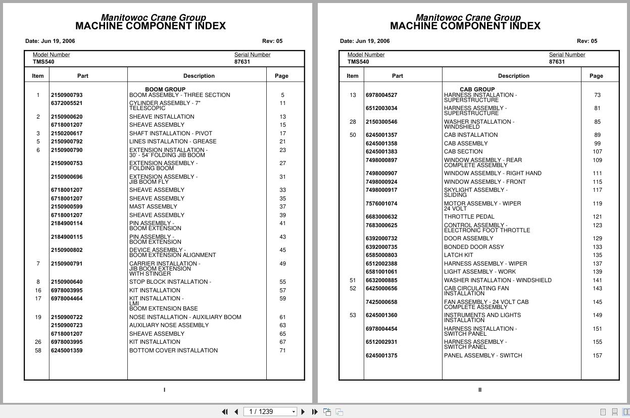 Grove Crane TMS540 87631 Parts Manual 2006 (1)