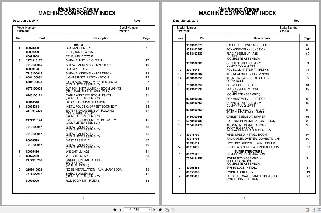 Grove Crane TMS760E 235952 Parts Manual 2017 (1)