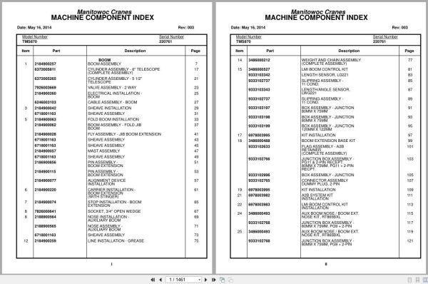 Grove Crane TMS870 220761 Parts Manual 2014 (1)
