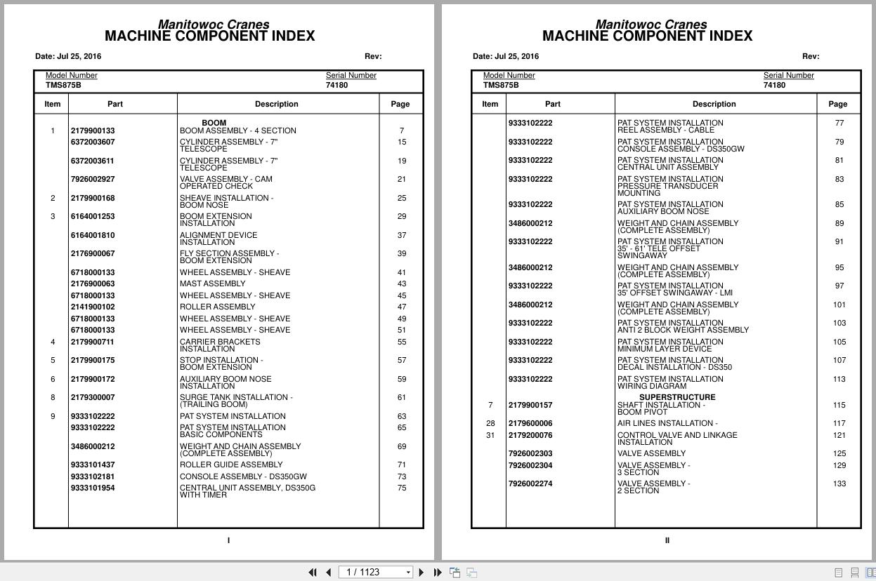 Grove Crane TMS875B 74180 Parts Manual 2016 (1)