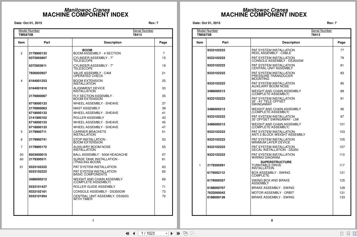 Grove Crane TMS875B 78413 Parts Manual 2015 (1)