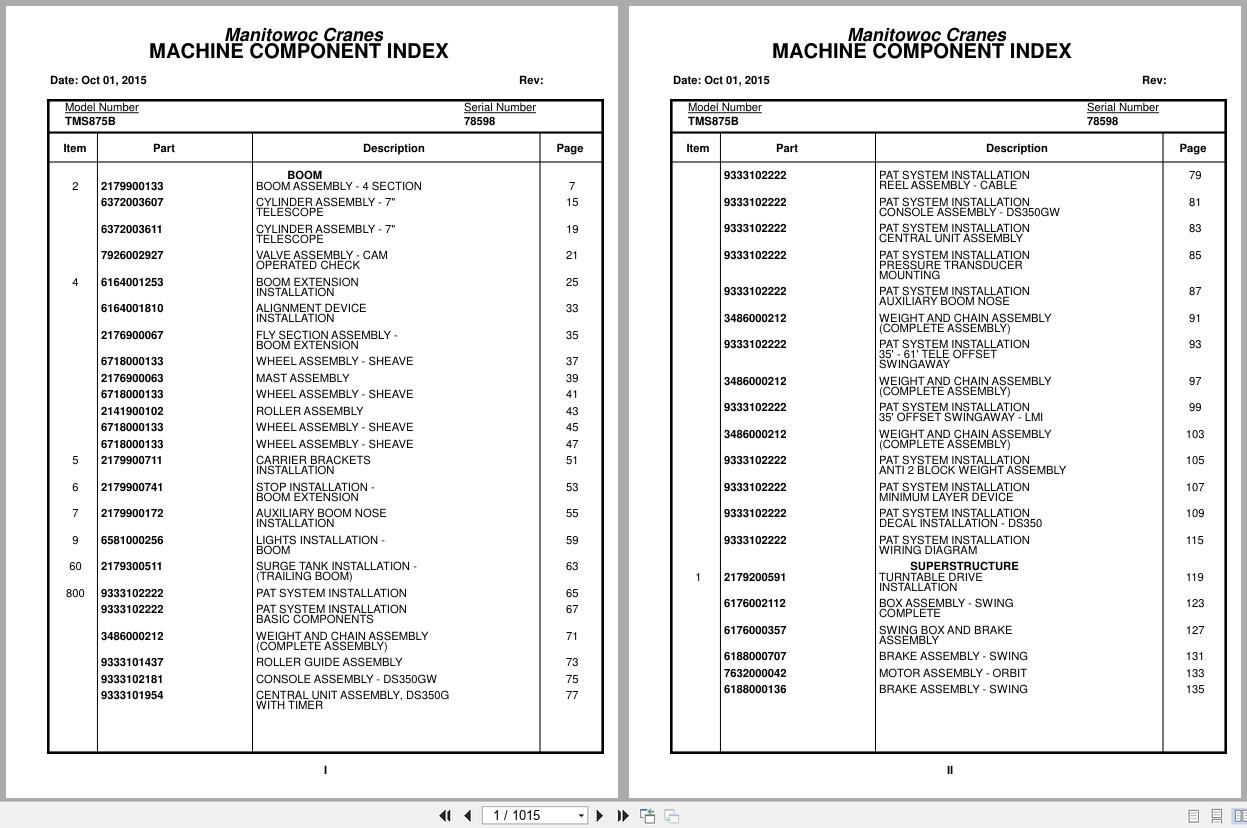 Grove Crane TMS875B 78598 Parts Manual 2015 (1)