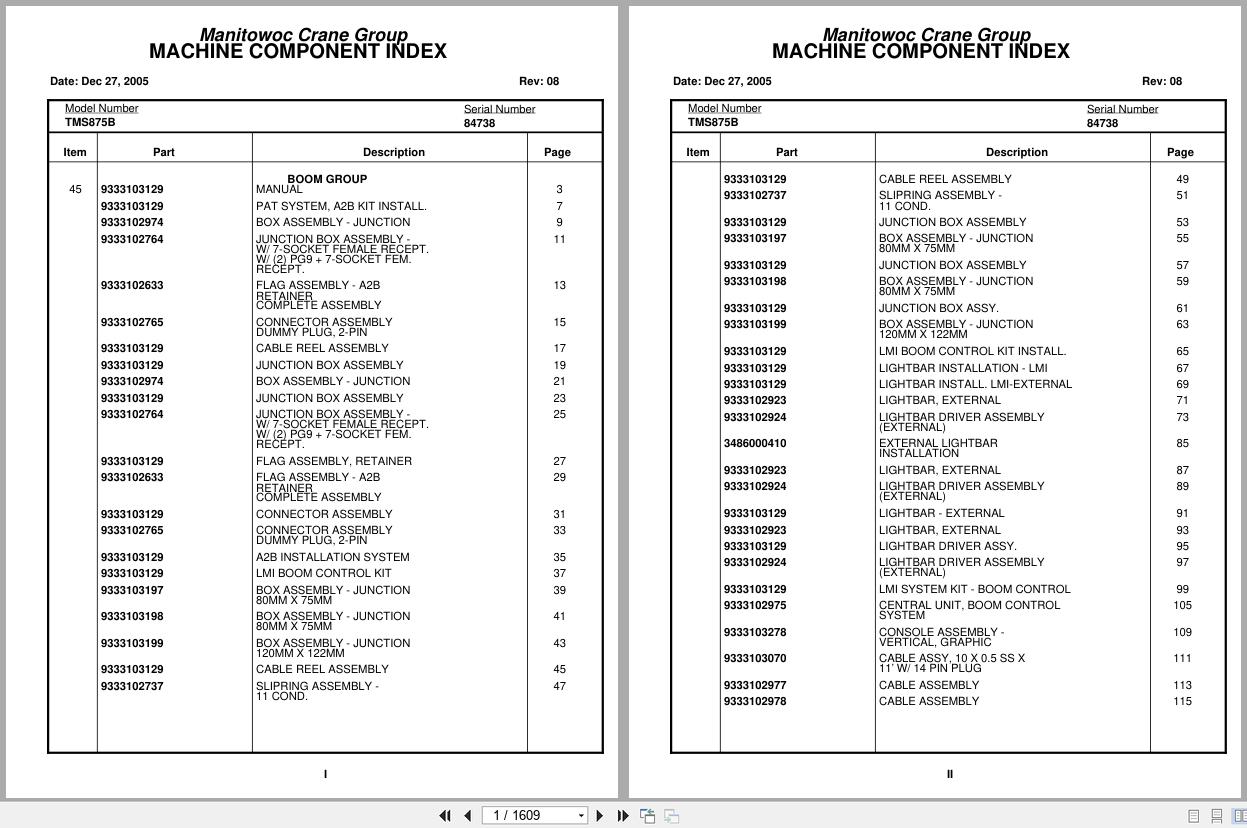 Grove Crane TMS875B 84738 Parts Manual 2005 (1)