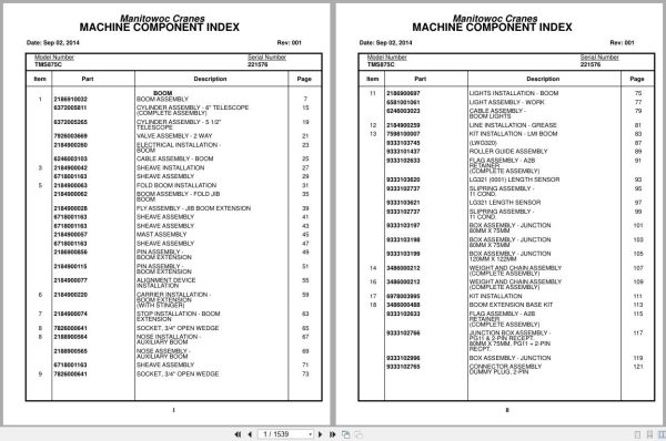Grove Crane TMS875C 221576 Parts Manual 2014 (1)
