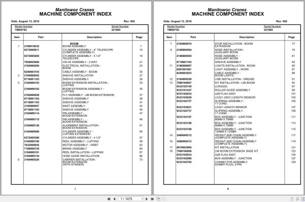 Grove Crane TMS875C 221865 Parts Manual 2019 (1)