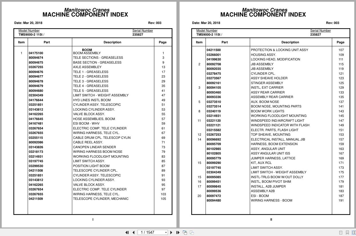 Grove Crane TMS9000 2 115t 235827 Parts Manual 2018 (1)