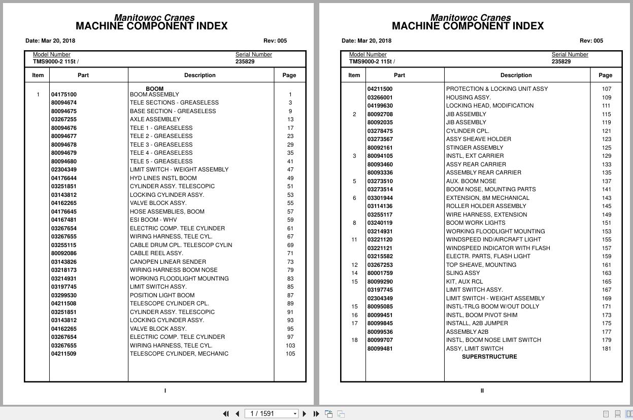 Grove Crane TMS9000 2 115t 235829 Parts Manual 2018 (1)