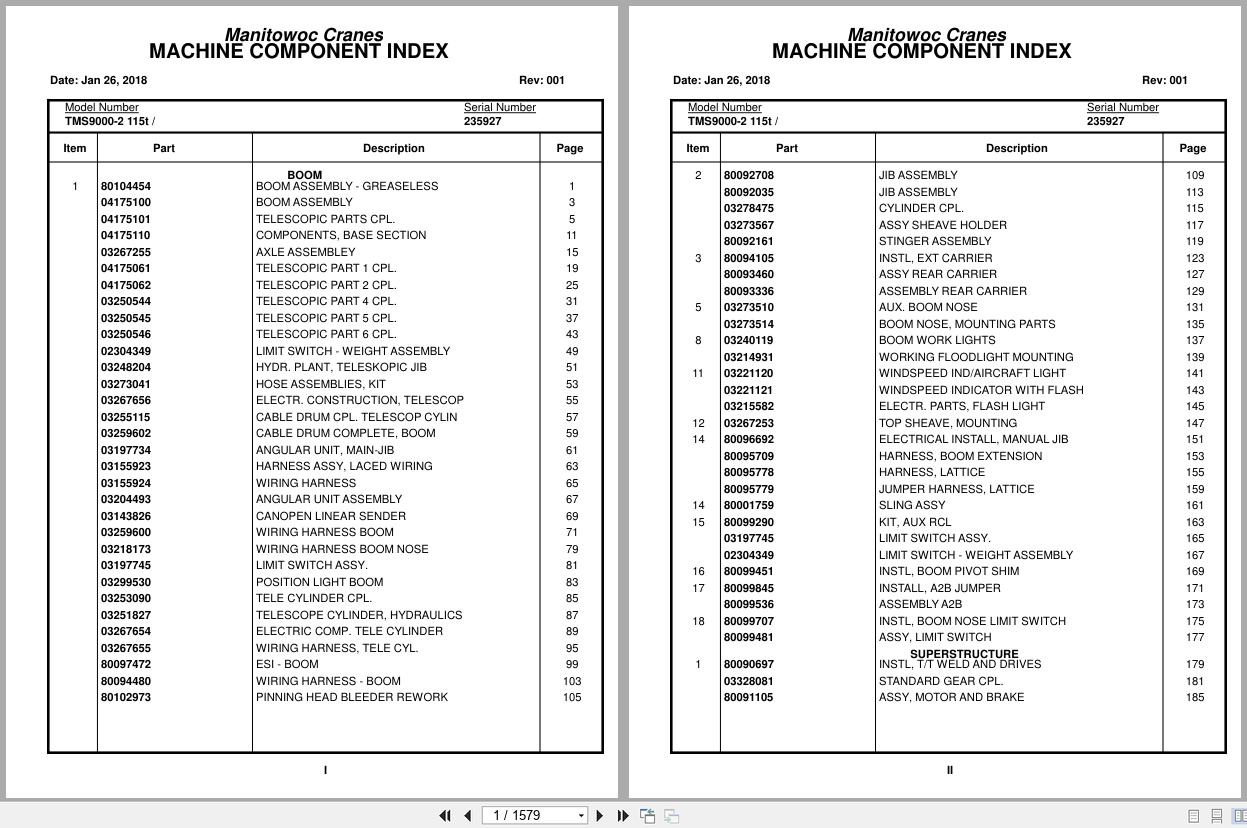 Grove Crane TMS9000 2 115t 235927 Parts Manual 2018 (1)