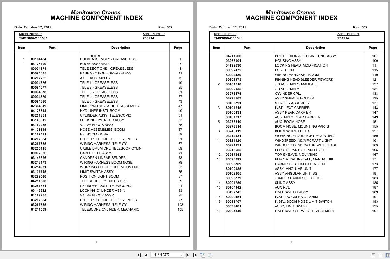 Grove Crane TMS9000 2 115t 236114 Parts Manual 2018 (1)