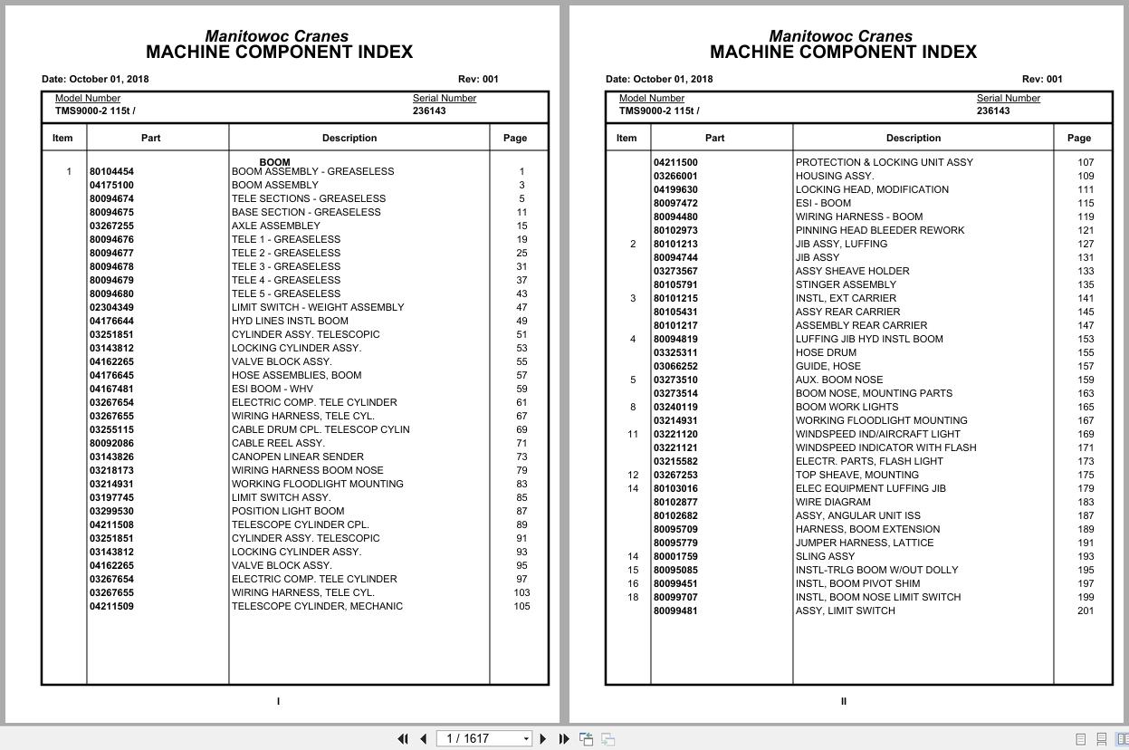 Grove Crane TMS9000 2 115t 236143 Parts Manual 2018 (1)