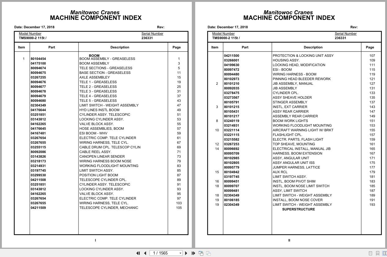 Grove Crane TMS9000 2 115t 236331 Parts Manual 2018 (1)