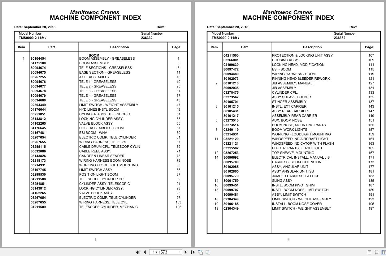 Grove Crane TMS9000 2 115t 236332 Parts Manual 2018 (1)