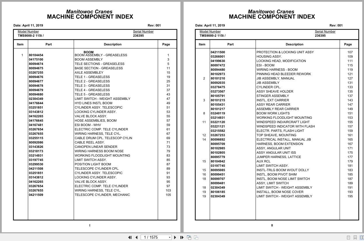 Grove Crane TMS9000 2 115t 236395 Parts Manual 2019 (1)