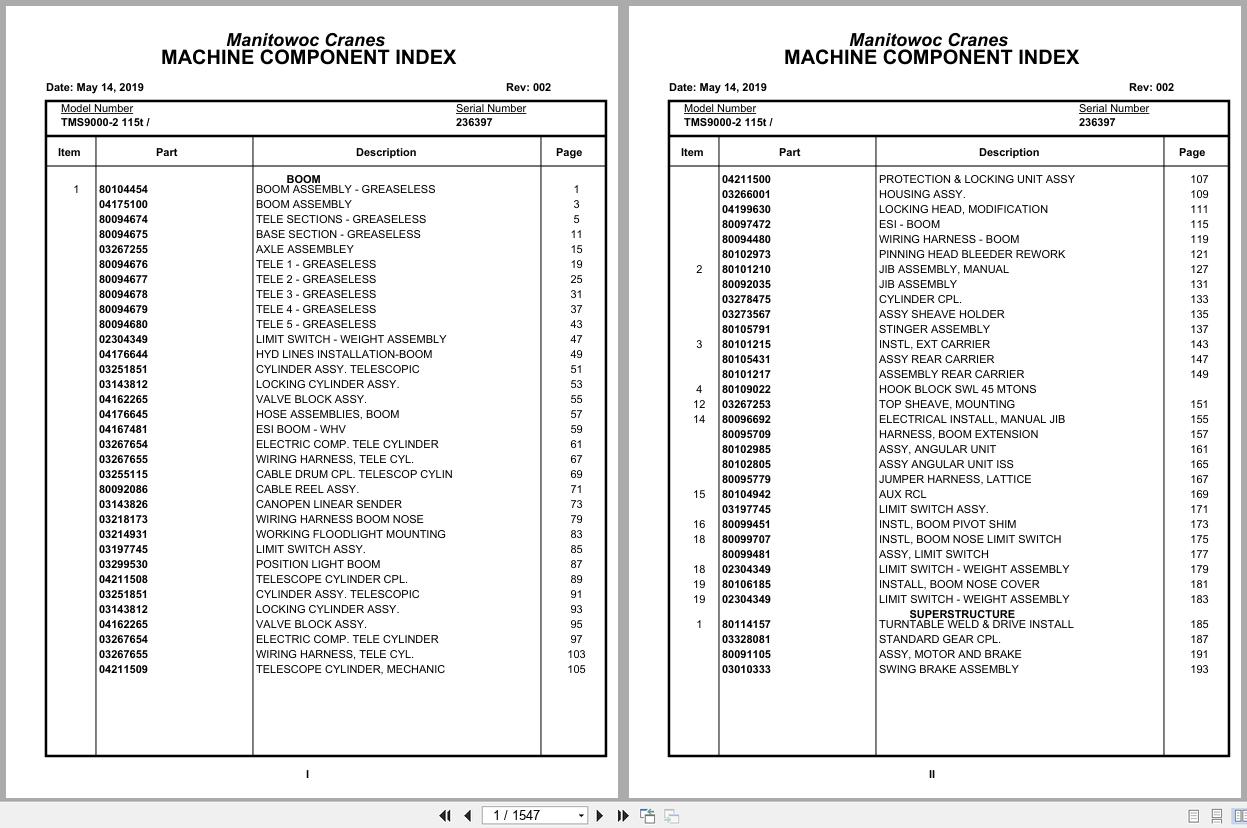 Grove Crane TMS9000 2 115t 236397 Parts Manual 2019 (1)
