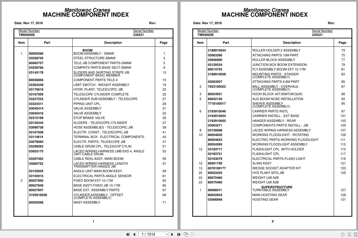 Grove Crane TMS9000E 235521 Parts Manual 2016 (1)