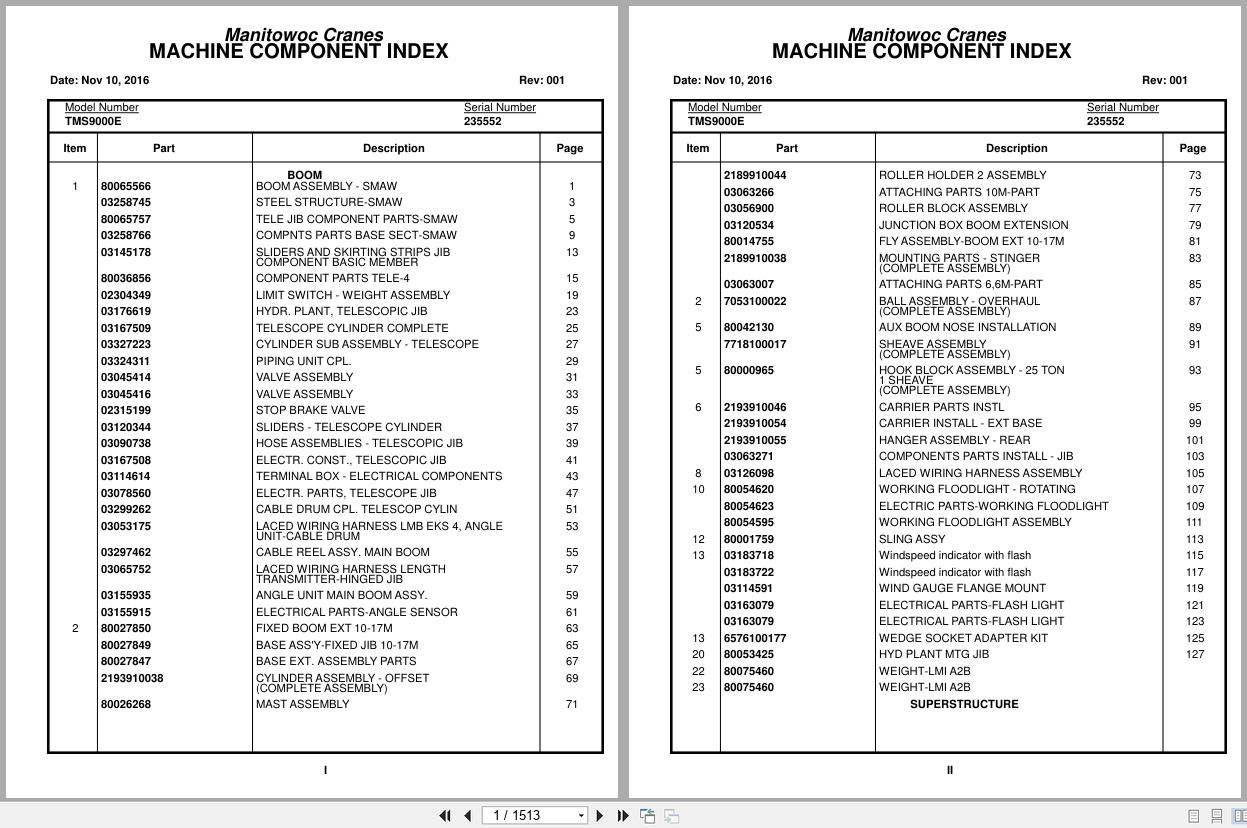 Grove Crane TMS9000E 235552 Parts Manual 2016 (1)