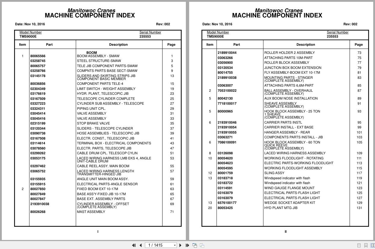 Grove Crane TMS9000E 235553 Parts Manual 2016 (1)