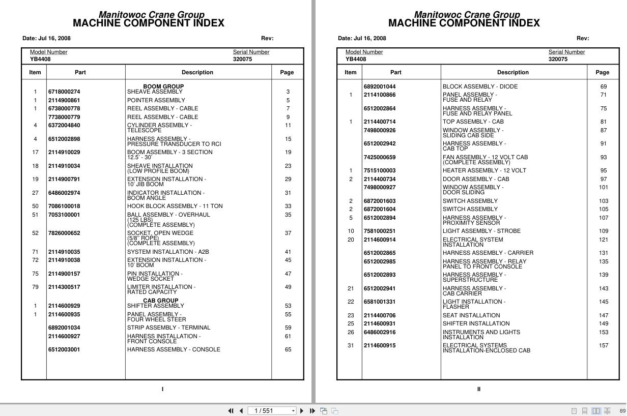 Grove Crane YB4408 320075 Parts Manual 2008 (1)