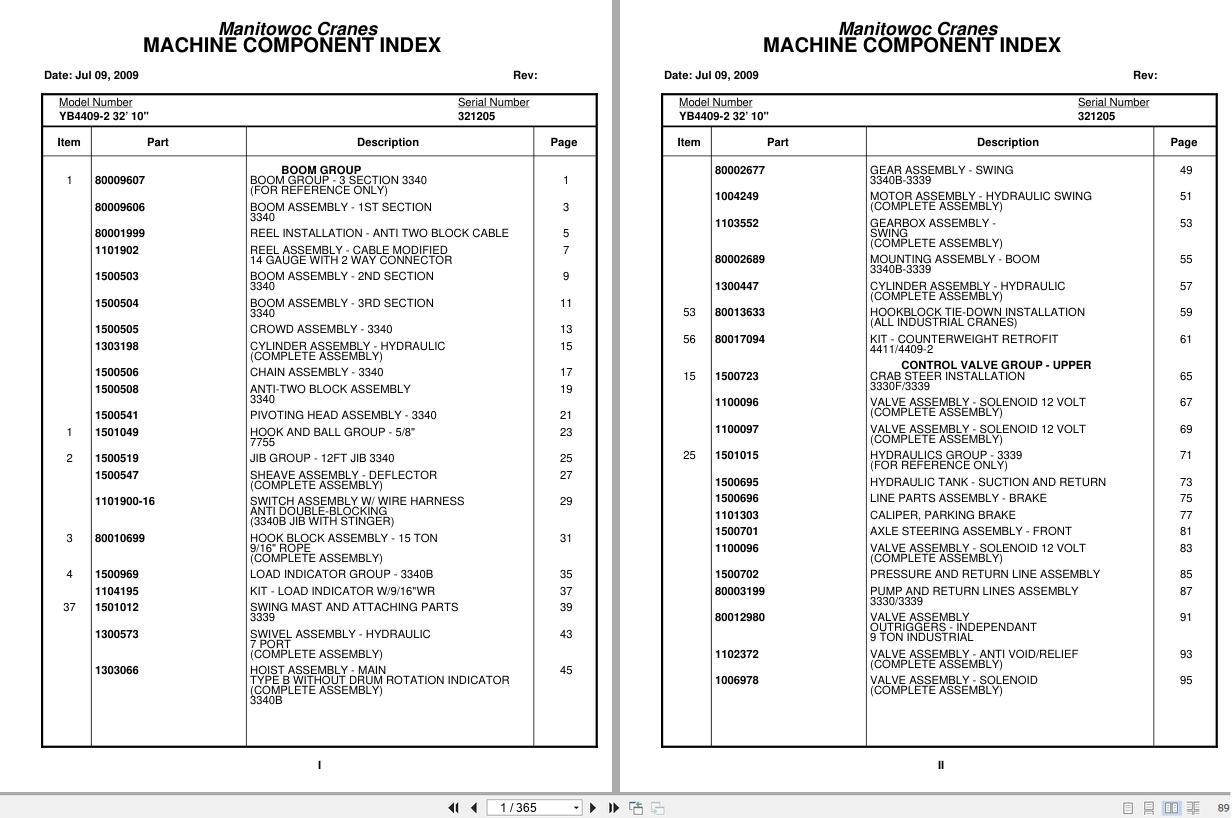 Grove Crane YB4409 2 321205 Parts Manual 2009 (1)