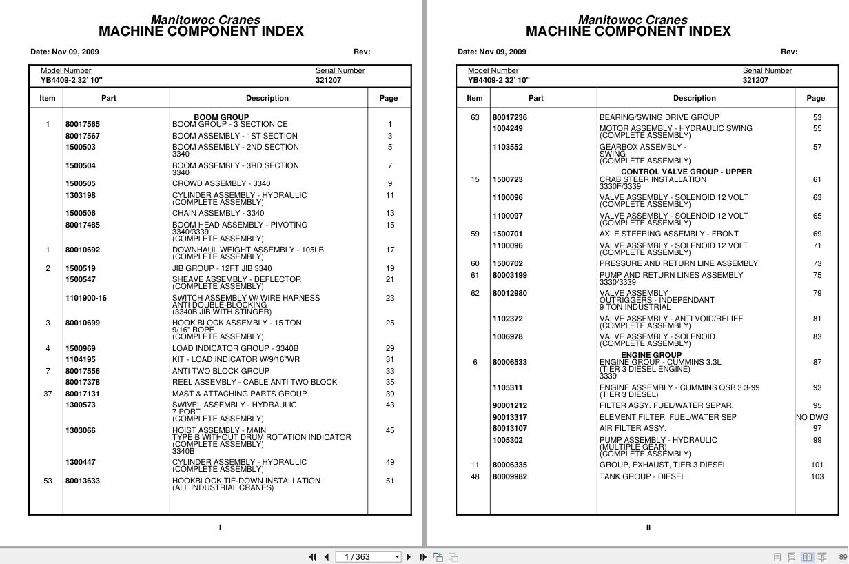 Grove Crane YB4409 2 321207 Parts Manual 2009 (1)