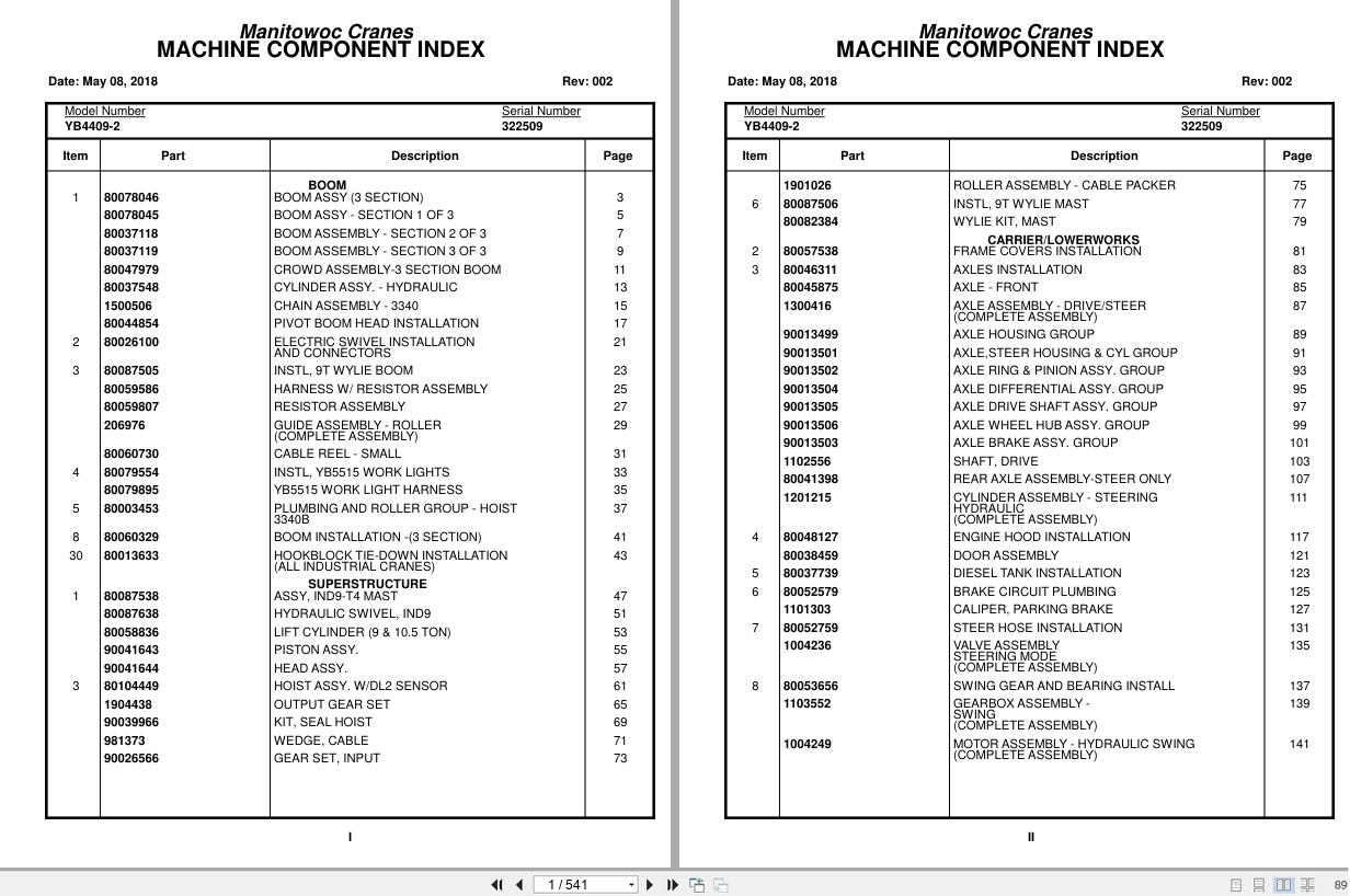 Grove Crane YB4409 2 322509 Parts Manual 2018 (1)