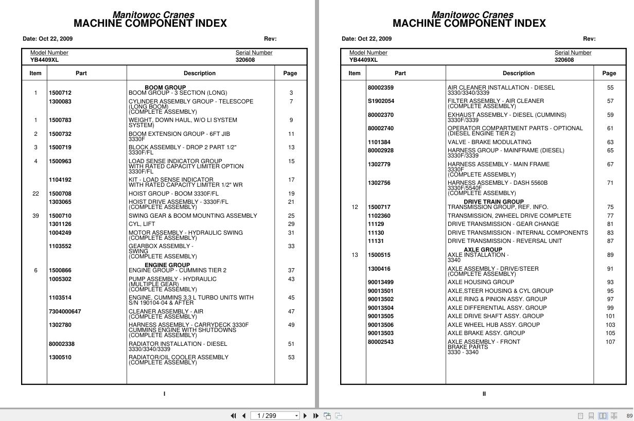 Grove Crane YB4409XL 320608 Parts Manual 2009 (1)