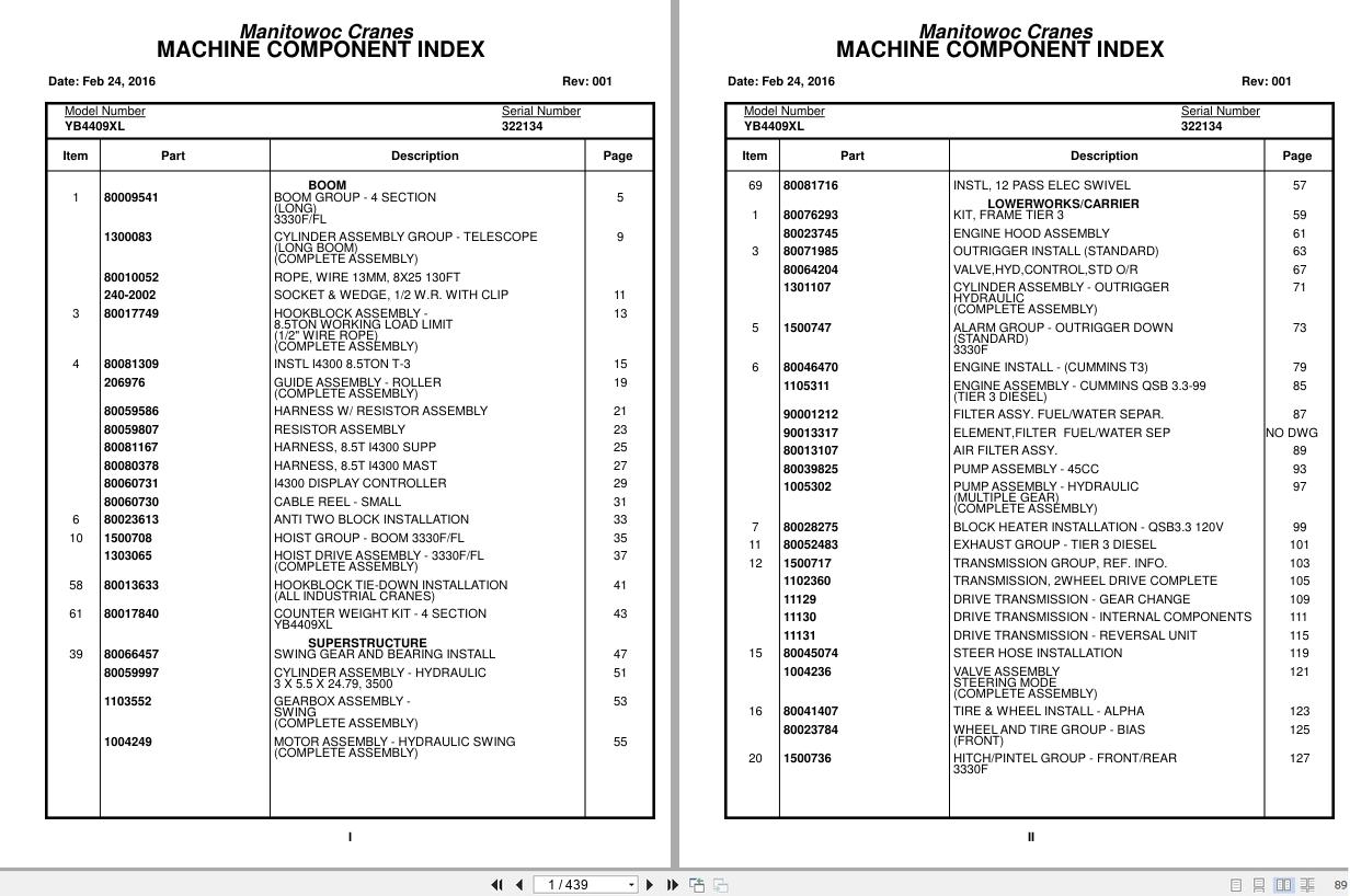 Grove Crane YB4409XL 322134 Parts Manual 2016 (1)