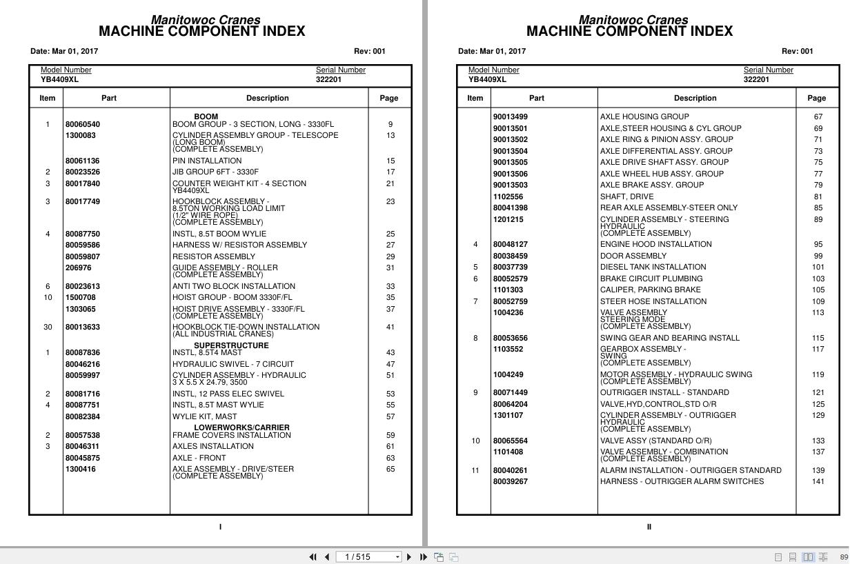 Grove Crane YB4409XL 322201 Parts Manual 2017 (1)