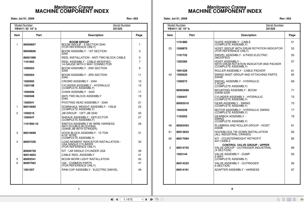 Grove Crane YB4411 321325 Parts Manual 2009 (1)