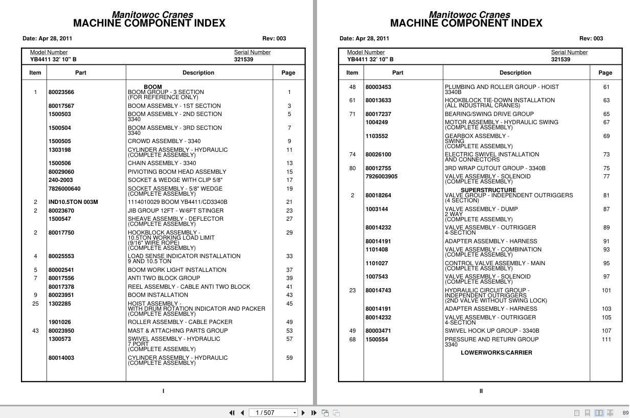 Grove Crane YB4411 321539 Parts Manual 2011 (1)