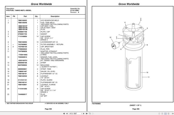 Grove Crane YB4415 CUM 320312 Parts Manual 2003 (2)
