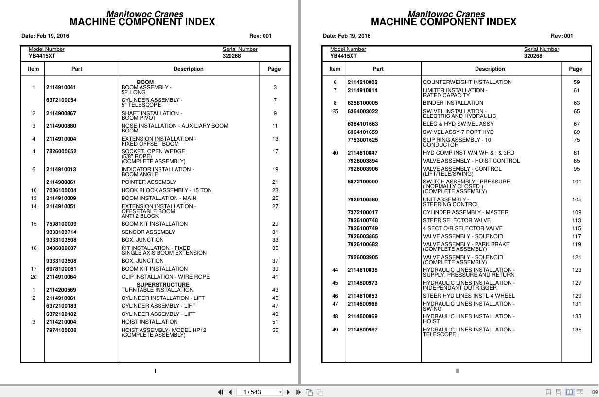 Grove Crane YB4415XT 320268 Parts Manual 2016 (1)