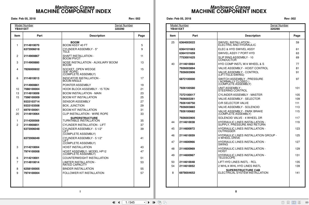 Grove Crane YB4415XT 320290 Parts Manual 2018 (1)