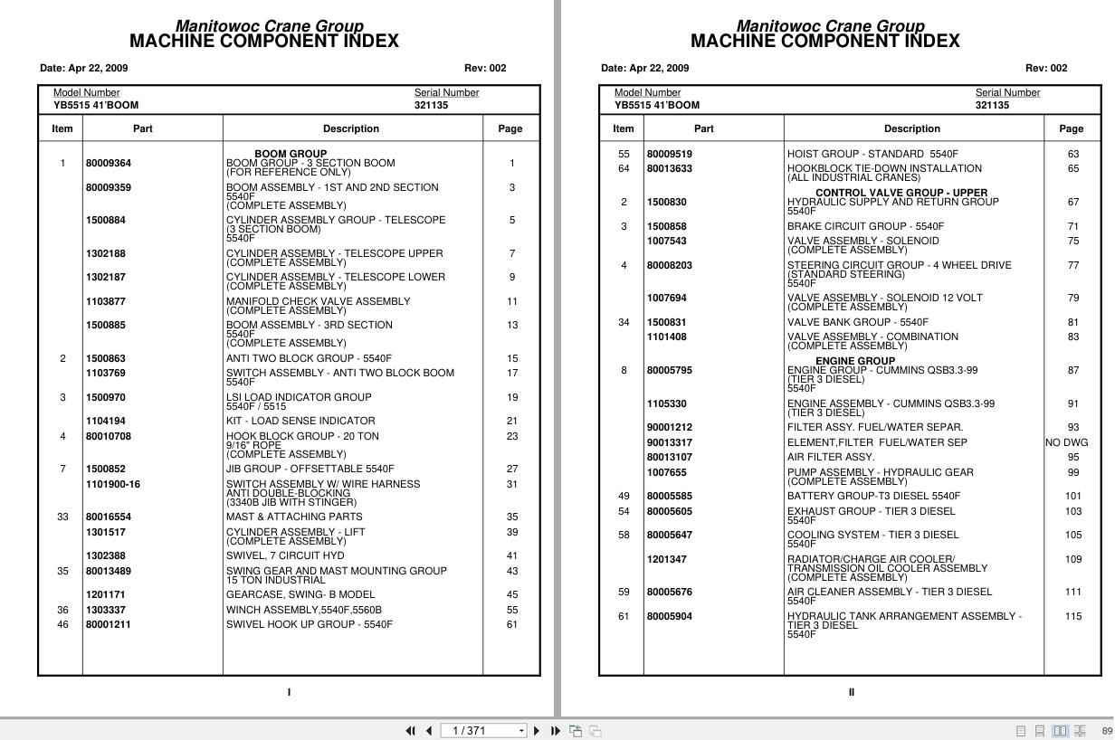 Grove Crane YB5515 321135 Parts Manual 2009 (1)