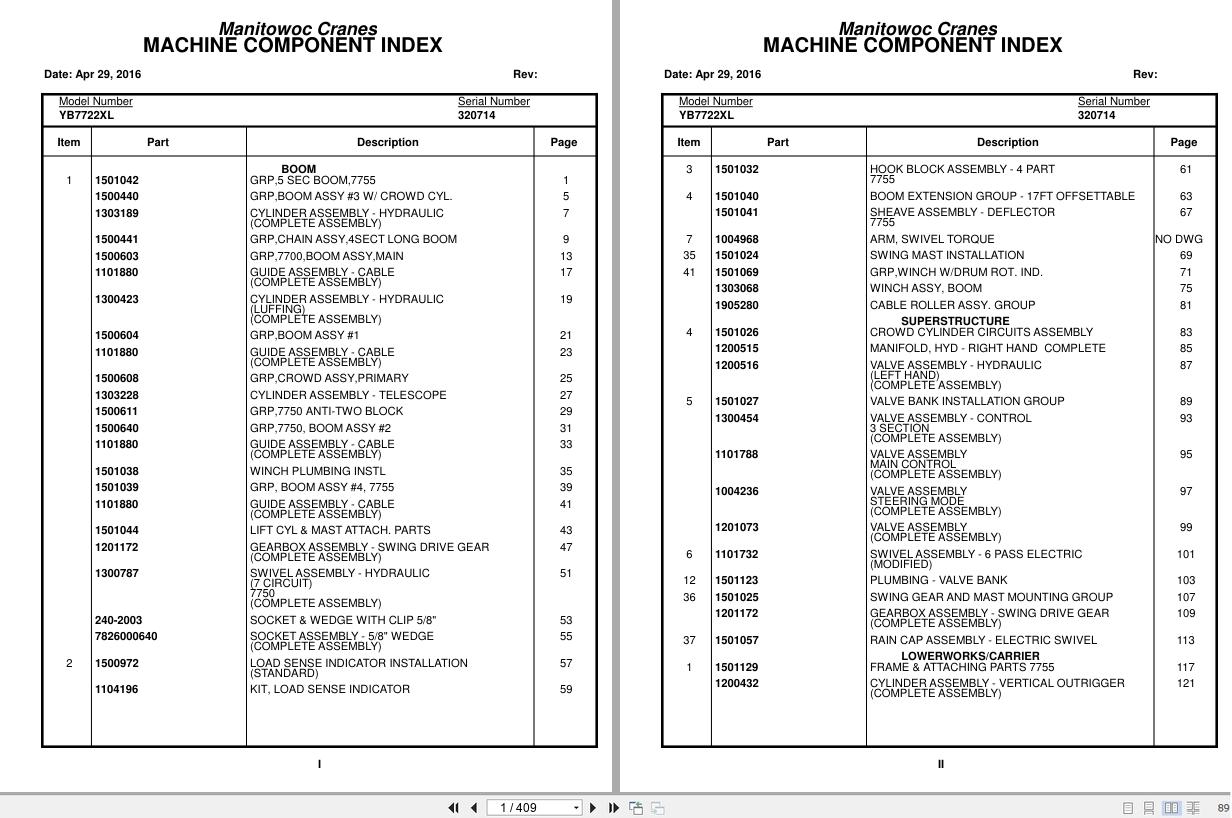 Grove Crane YB7722XL 320714 Parts Manual 2016 (1)