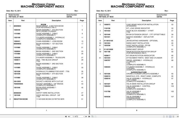 Grove Crane YB7722XL 320782 Parts Manual 2011 (1)