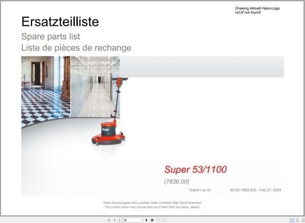 Hako Floor Polisher Super 53 1100 (7636.00) Spare Parts Catalog (1)