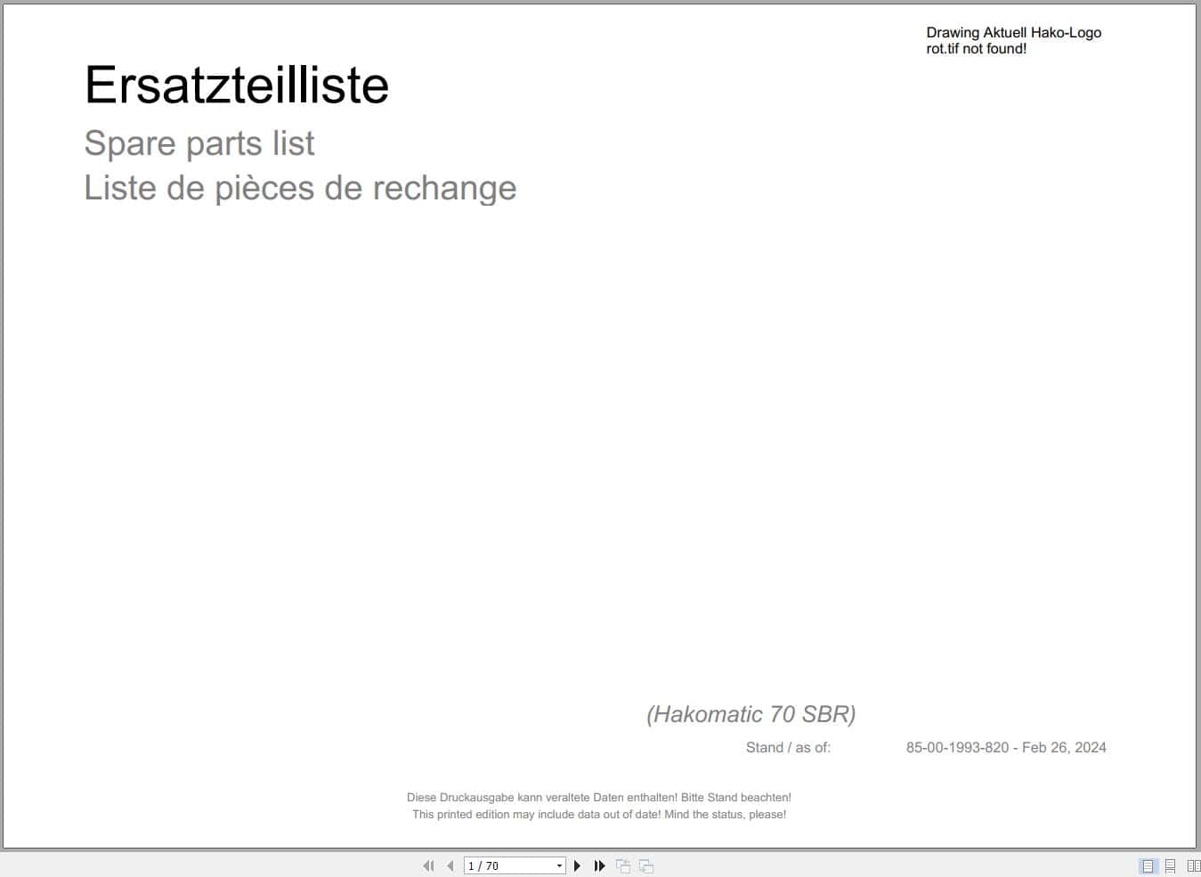 Hako Floor Scrubber Hakomatic 70 SSR Spare Parts Catalog (1)