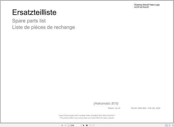 Hako Floor Scrubber Hakomatic B70 Spare Parts Catalog (1)