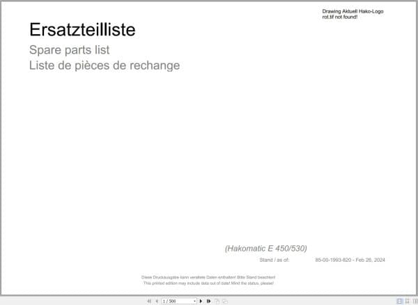 Hako Floor Scrubber Hakomatic E 450 E 530 Spare Parts Catalog (1)
