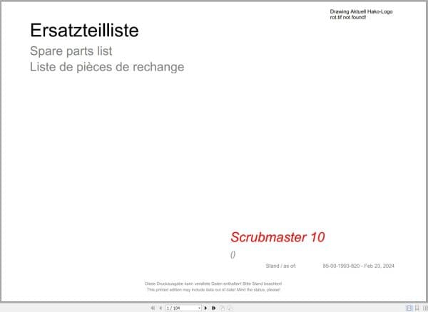 Hako Floor Scrubber Scrubmaster 10 Spare Parts Catalog (1)