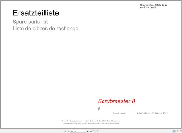 Hako Floor Scrubber Scrubmaster 8 Spare Parts Catalog (1)