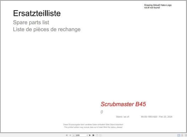 Hako Floor Scrubber Scrubmaster B45 Spare Parts Catalog (1)