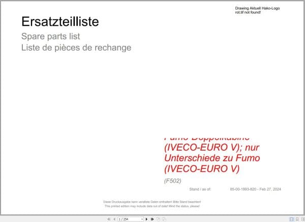 Hako Multicar Fumo Double Cab IVECO EURO V (F502) Spare Parts Catalog (1)