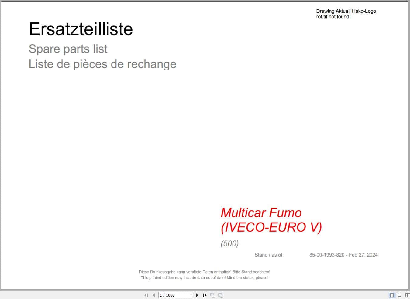 Hako Multicar Fumo IVECO EURO V (500) Spare Parts Catalog (1)