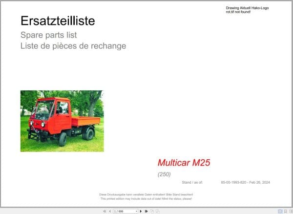 Hako Multicar M25 (250) Spare Parts Catalog (1)