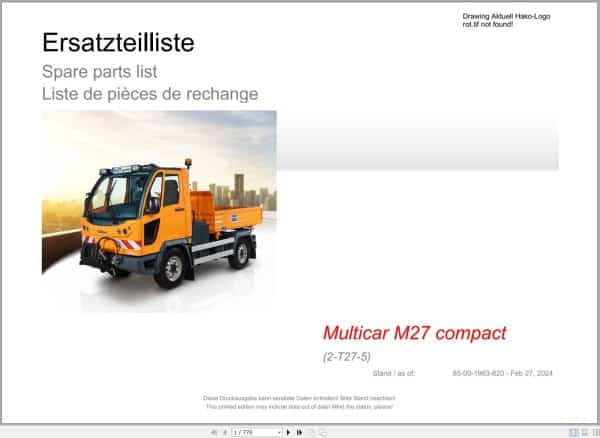 Hako Multicar M27 Compact (2 T27 5) Spare Parts Catalog (1)