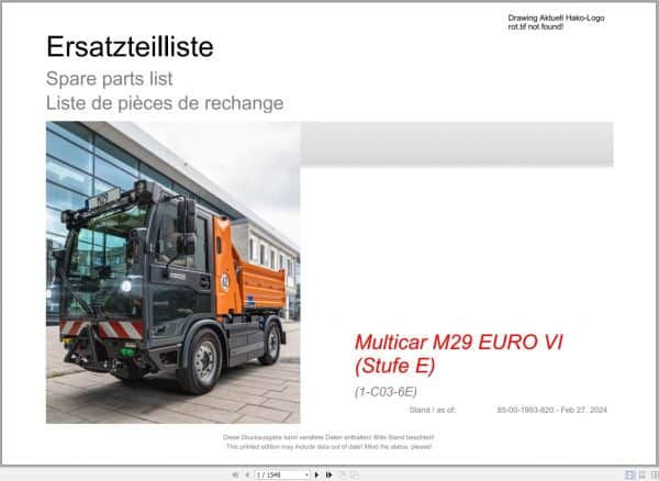 Hako Multicar M29 EURO VI Stage E (1 C03 6E) Spare Parts Catalog (1)