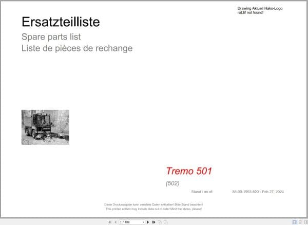 Hako Multicar Tremo 501 (502) Spare Parts Catalog (1)